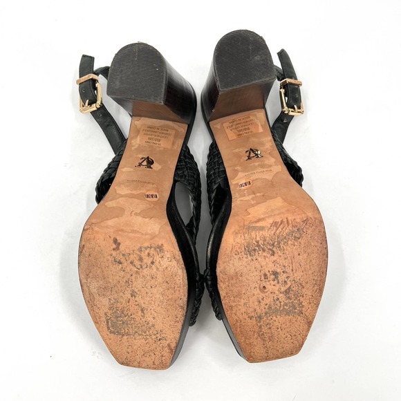 VINCE CAMUTO Signature Sandals Women 8.5 Green Paloma Braided Leather Block Heel - Picture 9 of 11